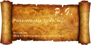 Petrovszky Irén névjegykártya